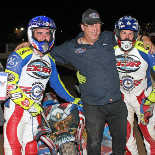 The 2016 Sidecar National Champions Dave German poses with NorCal Chuck and Joe Jones